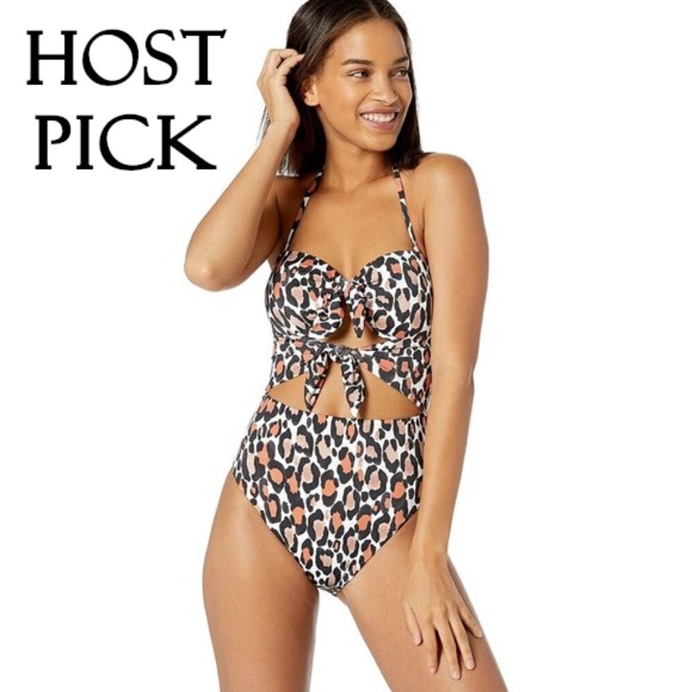 NWT Bar III leopard print one piece swimsuit, L